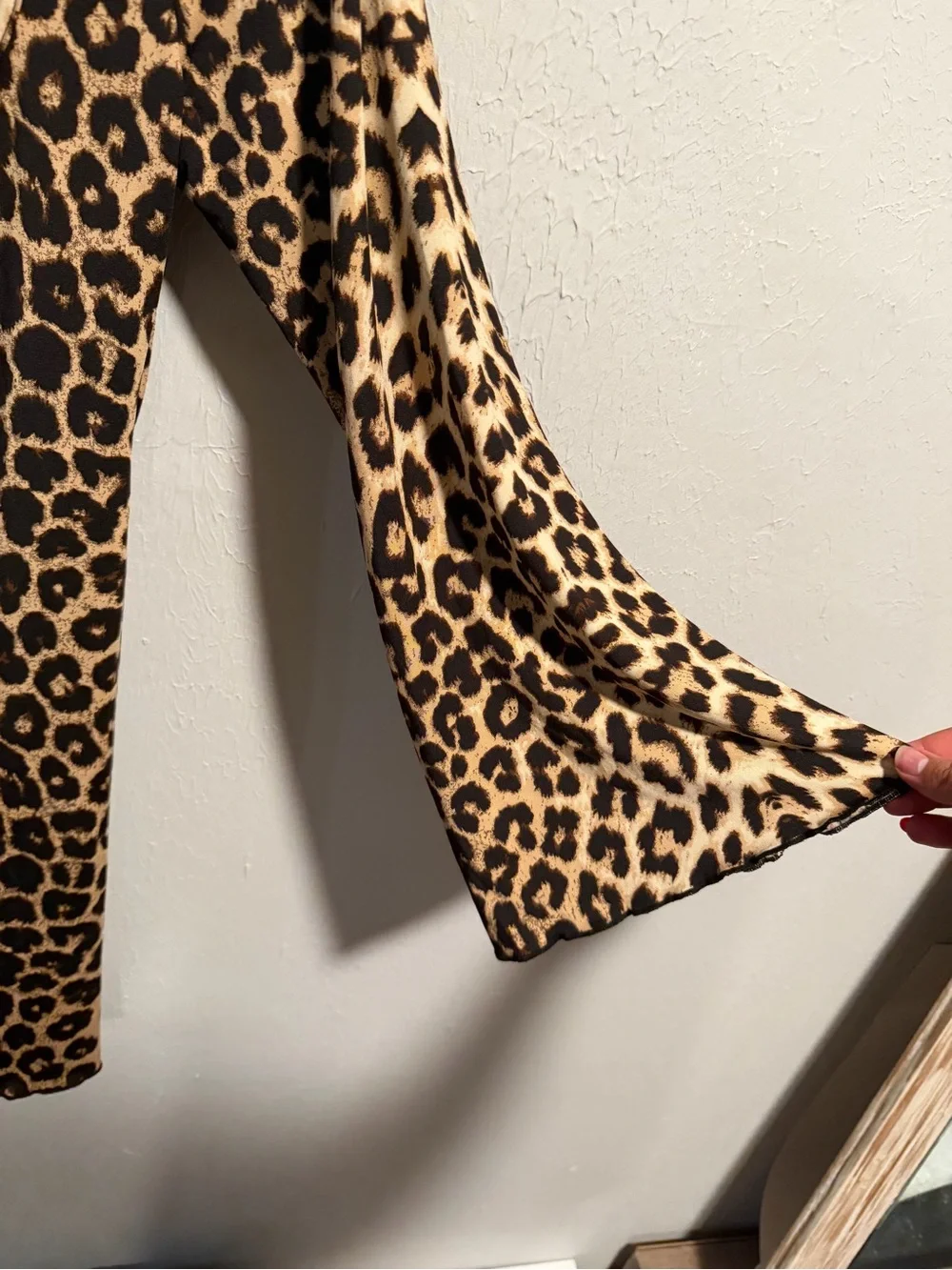 Leopard Print Long Sleeve Women’s Dress - Tan and Black
